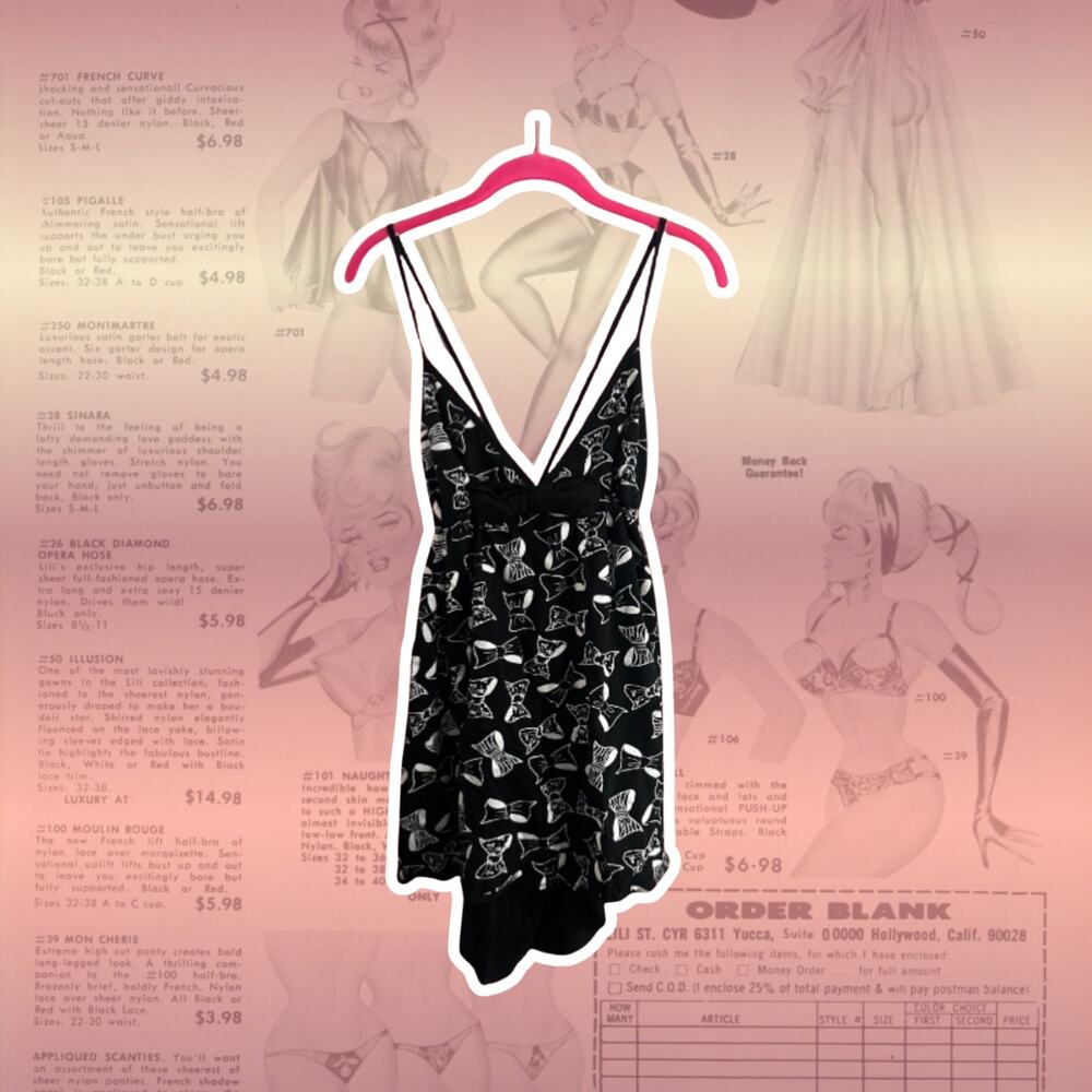 Y2k Plunge Mini Flowy Dress with Feminine Bow Printed Dress